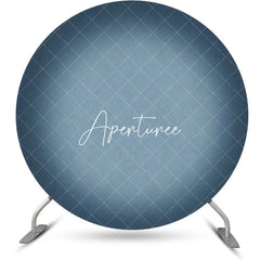 Aperturee - Retro Blue Gray Gradient Round Birthday Backdrop