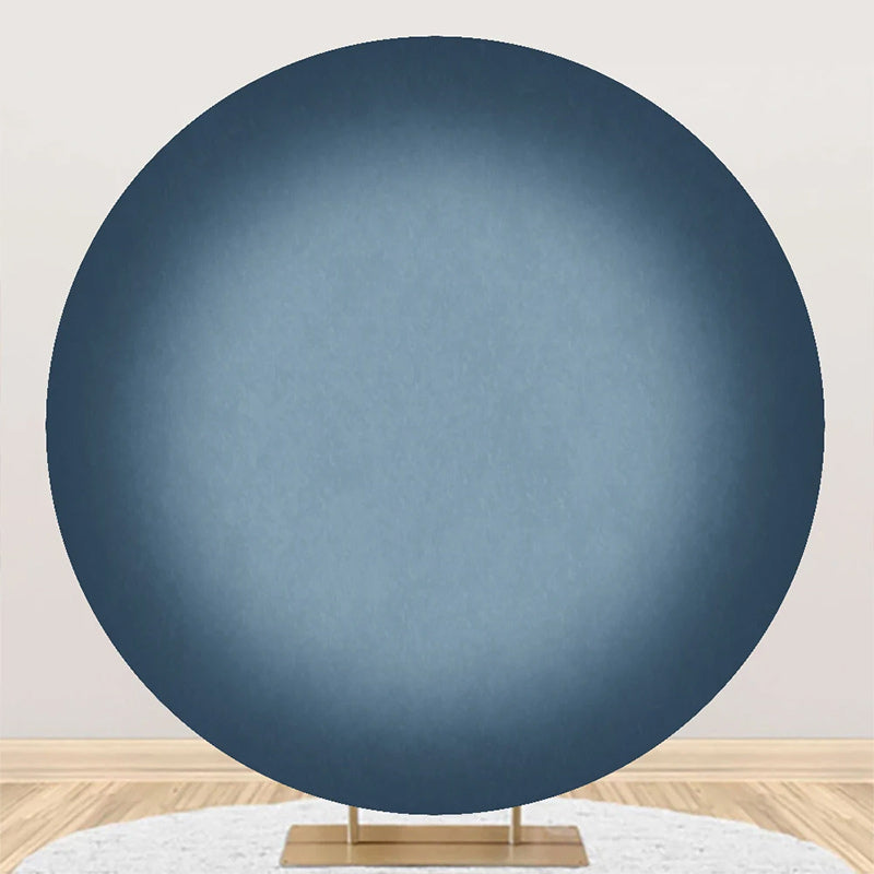 Aperturee - Retro Blue Gray Gradient Round Birthday Backdrop