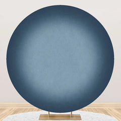 Aperturee - Retro Blue Gray Gradient Round Birthday Backdrop