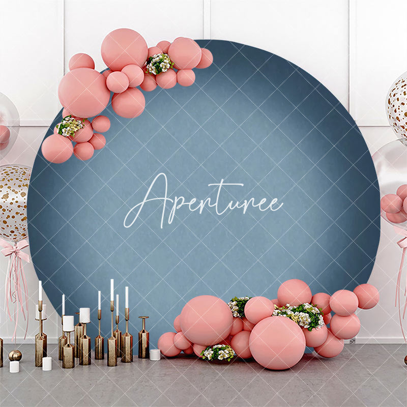 Aperturee - Retro Blue Gray Gradient Round Birthday Backdrop