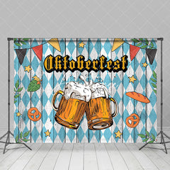 Aperturee - Retro Blue Wooden Wall Oktoberfest Party Backdrop