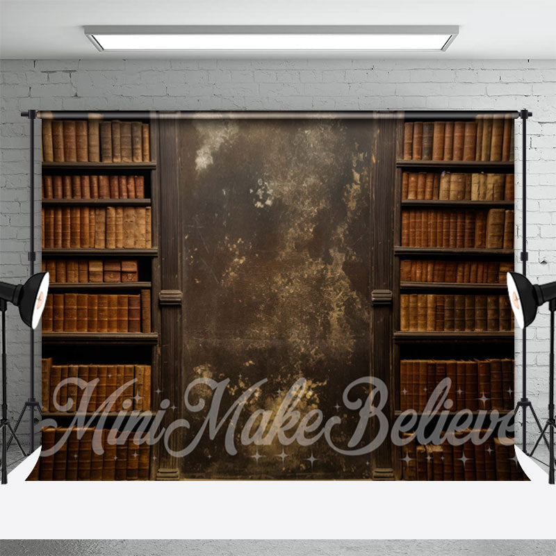 Aperturee - Retro Bookrack Sanctum Rust Wall Photo Backdrop