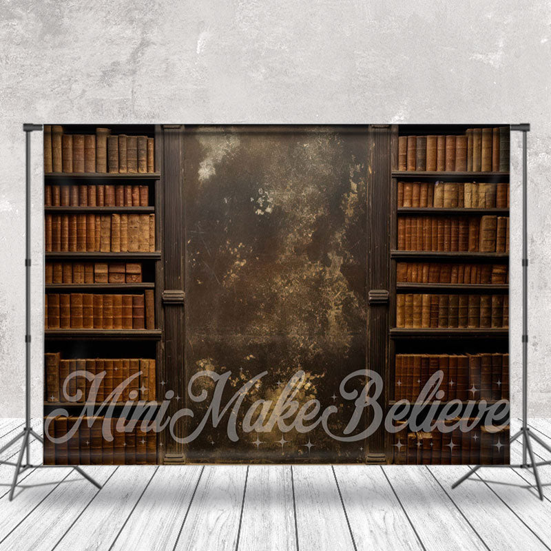 Aperturee - Retro Bookrack Sanctum Rust Wall Photo Backdrop