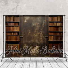 Aperturee - Retro Bookrack Sanctum Rust Wall Photo Backdrop