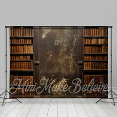 Aperturee - Retro Bookrack Sanctum Rust Wall Photo Backdrop