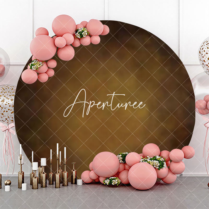 Aperturee - Retro Brown Abstract Texture Round Birthday Backdrop