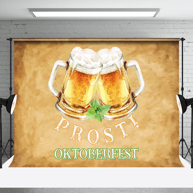 Aperturee - Retro Brown Beer Prost Oktoberfest Party Backdrop