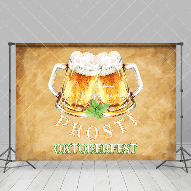 Aperturee - Retro Brown Beer Prost Oktoberfest Party Backdrop