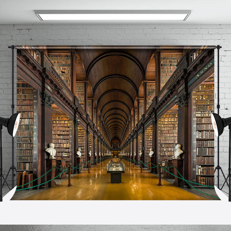 Aperturee - Retro Brown Library Corridor Architecture Backdrop