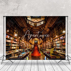 Aperturee - Retro Brown Luxury Library Architecture Backdrop