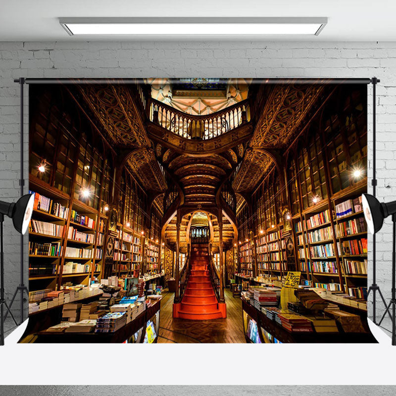 Aperturee - Retro Brown Luxury Library Architecture Backdrop