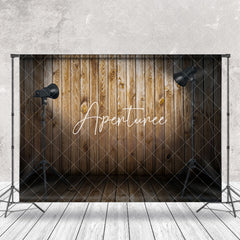 Aperturee - Retro Brown Vertical Wood Grain Photo Booth Backdrop