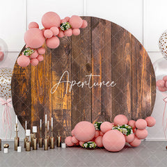 Aperturee - Retro Brown Vertical Wood Grain Round Party Backdrop