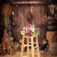 Aperturee - Retro Brown Wooden Door Cowboy Backdrop For Photo