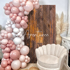 Aperturee - Retro Brown Wooden Party Rectangular Arch Backdrop