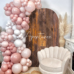 Aperturee - Retro Brown Wooden Party Single Fillet Arch Backdrop