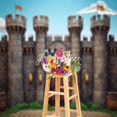 Aperturee - Retro Castle Tower Blue Sky Backdrop For Birthday