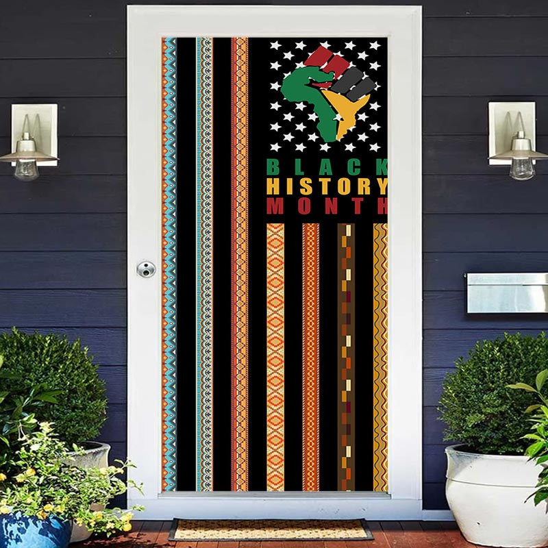 Aperturee - Retro Colored Stripes Black History Month Door Cover