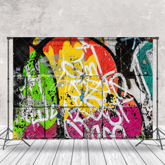 Aperturee - Retro Colorful Graffiti Brick Wall Photo Backdrop