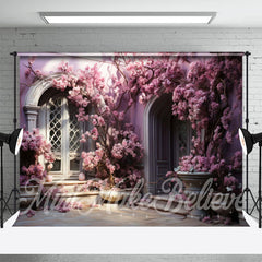 Aperturee - Retro Courtyard Purple Flower Tree Floral Backdrop