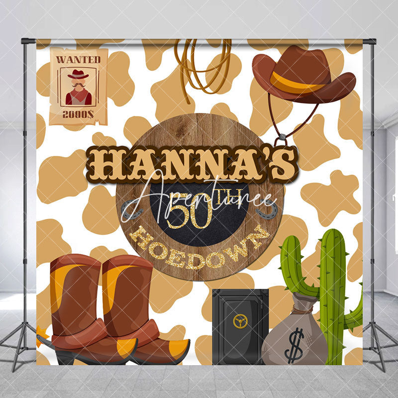 Aperturee - Retro Cowboy Cactus Custom 50th Birthday Backdrop