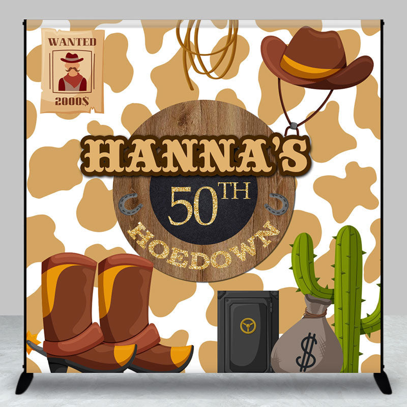 Aperturee - Retro Cowboy Cactus Custom 50th Birthday Backdrop