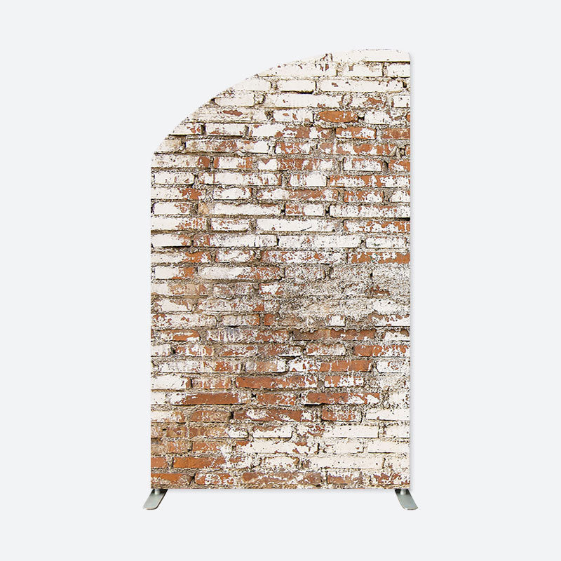 Aperturee - Retro Faded Brick Wall Convex Oblique Arch Backdrop