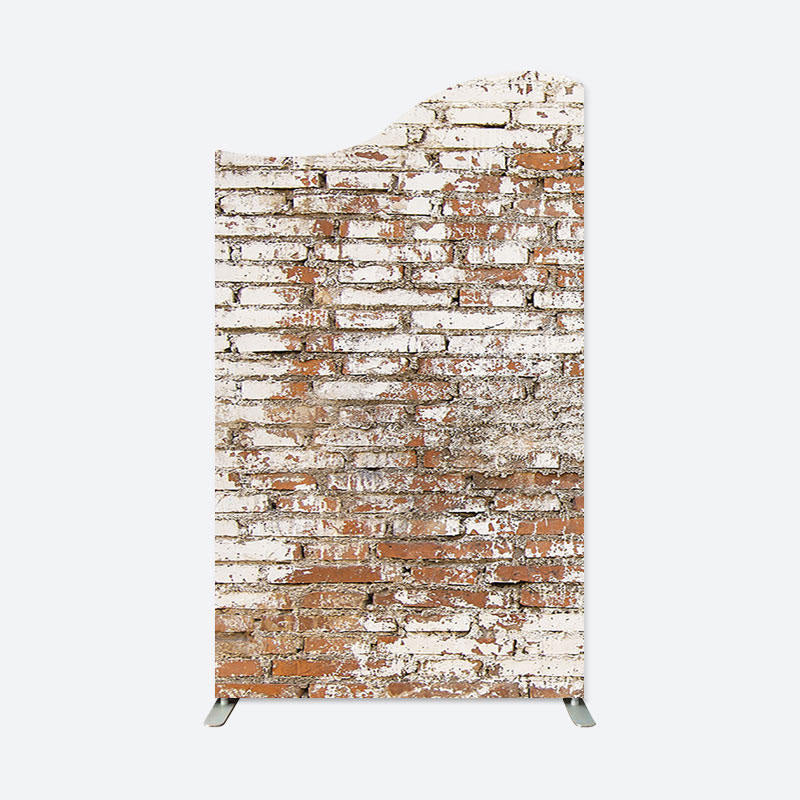 Aperturee - Retro Faded White Red Brick Wall Wavy Arch Backdrop