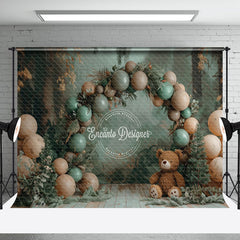 Aperturee - Retro Floor Balloons Bear Plant Cake Smash Backdrop