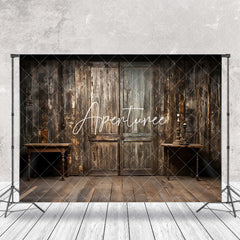 Aperturee - Retro Floor Shabby Wooden Barn Door Photo Backdrop