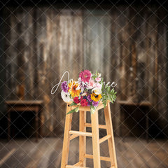 Aperturee - Retro Floor Shabby Wooden Barn Door Photo Backdrop