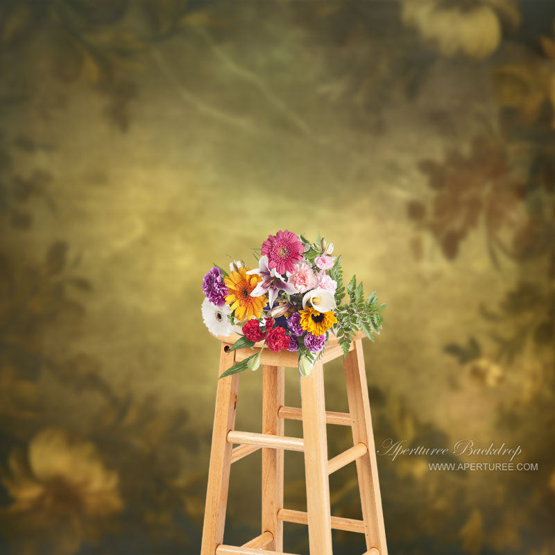 Aperturee - Retro Floral Gold Abstract Fine Art Photo Backdrop