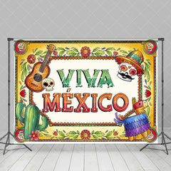 Aperturee - Retro Floral Viva Mexico Independence Day Backdrop