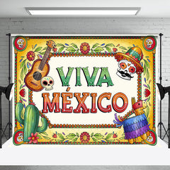 Aperturee - Retro Floral Viva Mexico Independence Day Backdrop