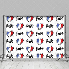 Aperturee - Retro French Flag Heart Paris Bastille Day Backdrop