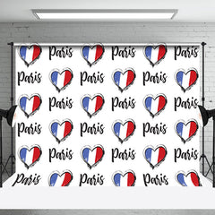 Aperturee - Retro French Flag Heart Paris Bastille Day Backdrop