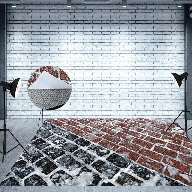 Aperturee - Retro Frozen Black Red Brick Wall Winter Floor Mat