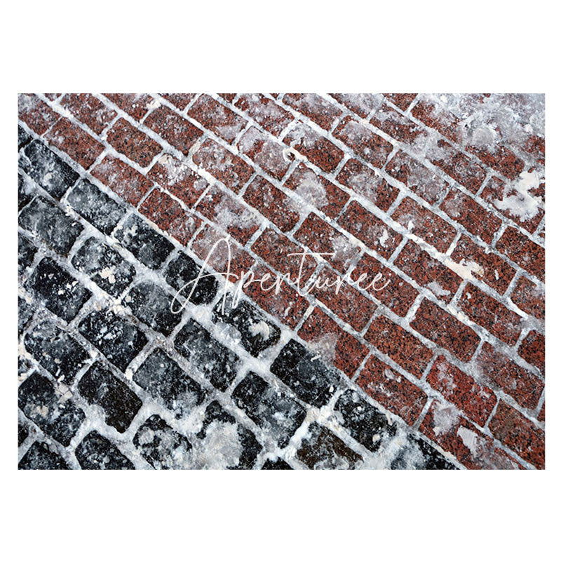 Aperturee - Retro Frozen Black Red Brick Winter Rubber Floor Mat