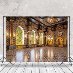 Aperturee - Retro Gold Brown Palace Ballroom Backdrop For Photo