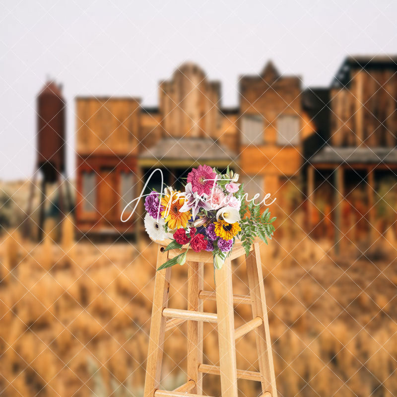 Aperturee - Retro Grassland Western Cowboy Architecture Backdrop