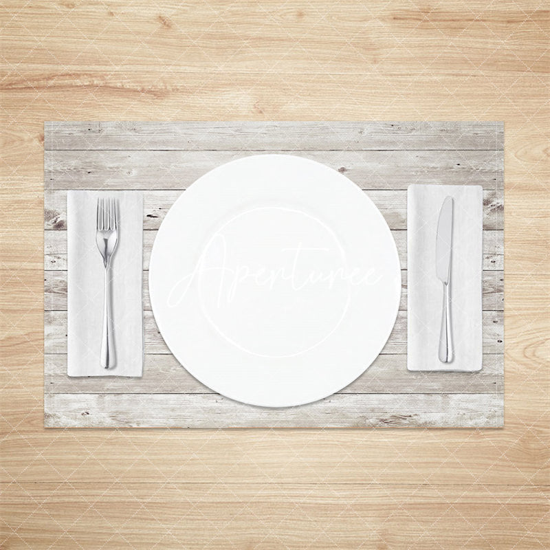 Aperturee - Retro Grey Wood Grain Set Of 4 Placemats For Dining