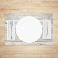 Aperturee - Retro Grey Wood Grain Set Of 4 Placemats For Dining