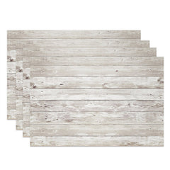 Aperturee - Retro Grey Wood Grain Set Of 4 Placemats For Dining