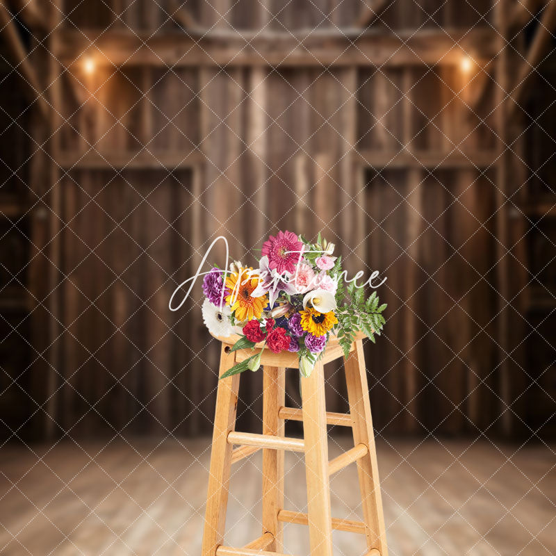 Aperturee - Retro Interior Wooden Barn Door Floor Photo Backdrop