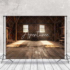 Aperturee - Retro Interior Wooden Barn Shadow Photo Backdrop