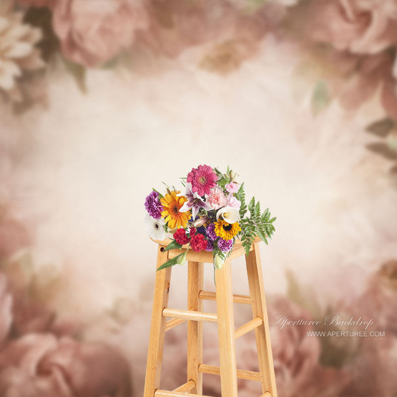 Aperturee - Retro Khaki Floral Fine Art Floral Photo Booth Backdrop