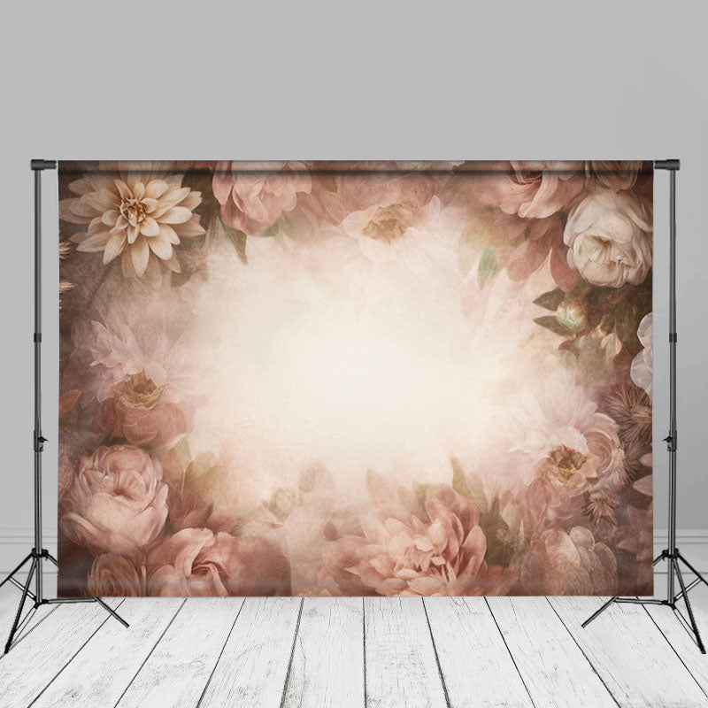 Aperturee - Retro Khaki Floral Fine Art Floral Photo Booth Backdrop