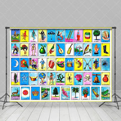 Aperturee - Retro Loteria Mexicana Bingo Card Party Backdrop