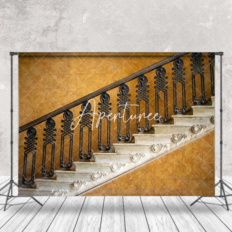 Aperturee - Retro Marble Texture Staircase Photography Backdrop