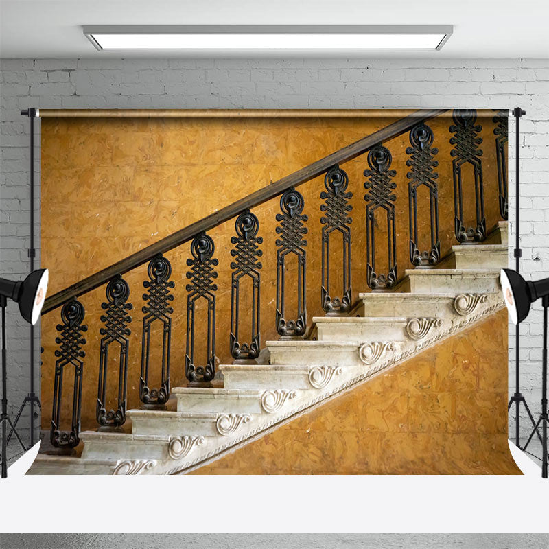 Aperturee - Retro Marble Texture Staircase Photography Backdrop